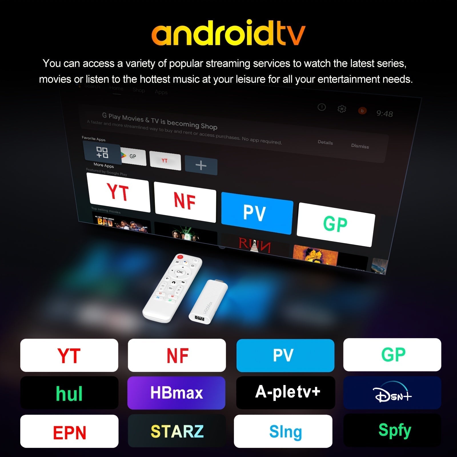 DO&CA H96 MAX H313 Android 14 Smart TV Stick - 4K Ultra HD, WiFi 6, Control Remoto por Voz, Miracast, Soporte HEVC/H265, Quad Core ARM, Reproductor de Streaming Multimedia Alimentado por USB para TVs 2025, Smart Tv para el Hogar, Dispositivo de Streaming