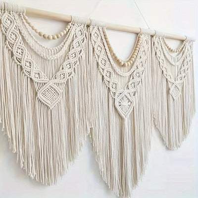 Tapiz bohemio con borlas grandes, decoración tejida a mano elegante para el hogar, dormitorio, sala de estar, bodas, fiestas de Halloween y Navidad
