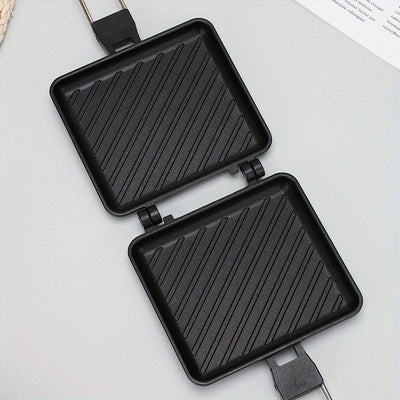Mini bandeja de pan de sandwich de lona para exteriores - Doble cara, antiadherente, base plana, sin soldadura, para tostadas y bistecs, diseño cuadrado plegable para almacenamiento fácil, electrodoméstico de cocina duradero y fácil de limpiar, fabricant