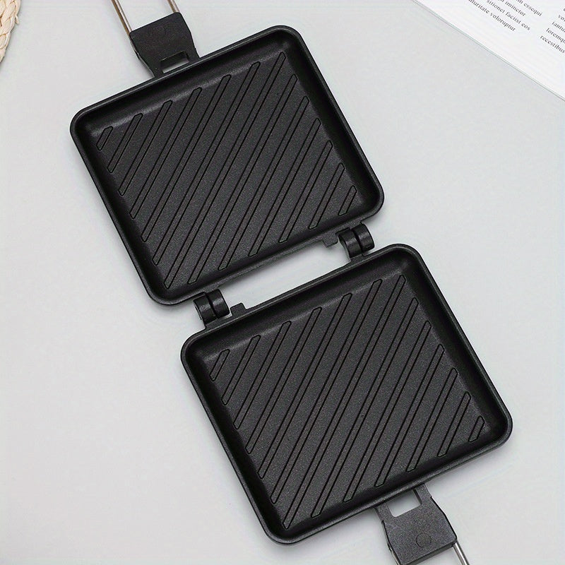 Mini bandeja de pan de sandwich de lona para exteriores - Doble cara, antiadherente, base plana, sin soldadura, para tostadas y bistecs, diseño cuadrado plegable para almacenamiento fácil, electrodoméstico de cocina duradero y fácil de limpiar, fabricant