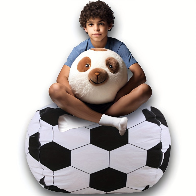 1 Pieza, Funda De Puf De Fútbol Grande Con Juguete De Peluche De Perezoso Relleno, Poliéster, Plegable, Lavable A Mano, Decoración Multiusos Para Habitaciones De Adolescentes, No Necesita Electricidad Ni Pilas