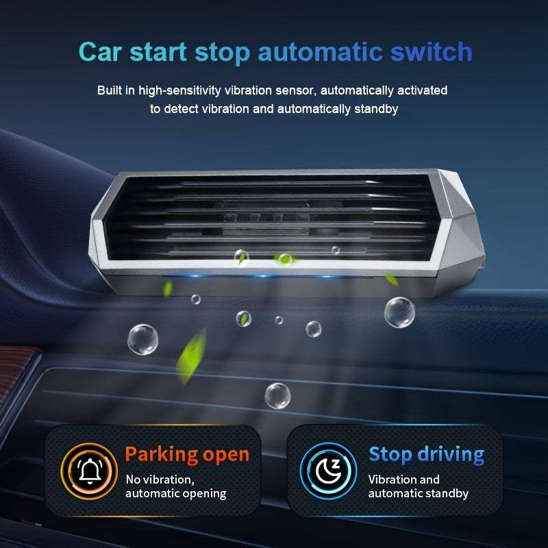 1 pieza de purificador de aire solar con sensor inteligente, función de estacionamiento automático, eliminación de olores, desinfección, generador de ozono, carga USB, batería de litio incorporada, material plástico - Ideal para uso en vehículos, purific
