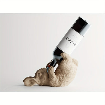 Soporte de botella de vino con forma de conejo 3D impreso, creativo, con forma de conejo de peluche lindo, decoración divertida para el hogar, ajuste estándar de botella, regalo divertido para amantes del vino.