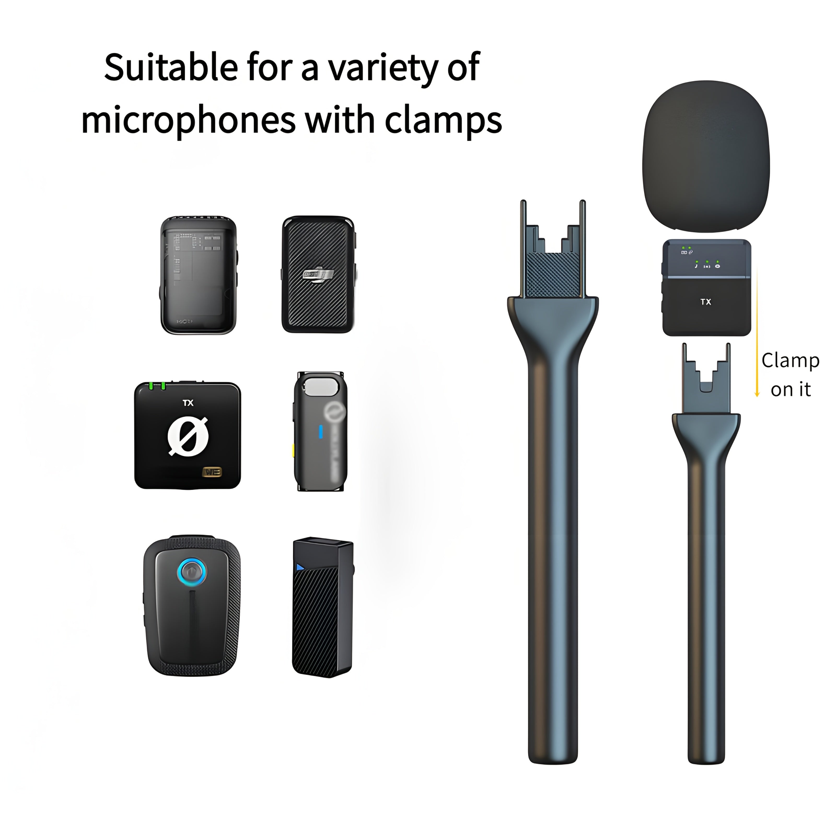 Fundas de Espuma Negra para Micrófono Rode Wireless Go II/PRO - Cojín Suave y Adaptador, Conector XLR, Sin Batería, Ideal para Entrevistas y Transmisiones en Vivo