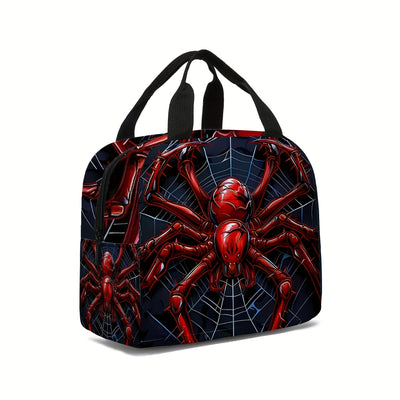 Bolsa de almuerzo aislada con estampado de arañas - Resistente de poliéster con diseño de telarañas vibrantes, sin contacto con alimentos, ideal para el trabajo, viajes y pícnic, lavable a mano, bolsa de almuerzo aislada, regreso a la escuela