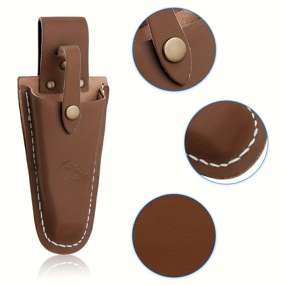 Estuche de poda de cuero duradero - Bolsa de herramientas de jardín clásica con cierre de clic seguro, práctica para cortar tijeras, cortadores y almacenamiento de herramientas - Marrón, cierre magnético, forro de EVA, diseño ligero y elegante, accesorio