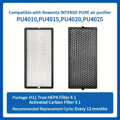 Juego de 2 filtros HEPA de repuesto compatible con purificadores de aire Rowenta INTENSE PURE de la serie PU40XX PU4010 PU4015 PU4020 PU4025, pieza # XD6074U0 XD6075 XD6070 XD6060 XD6065