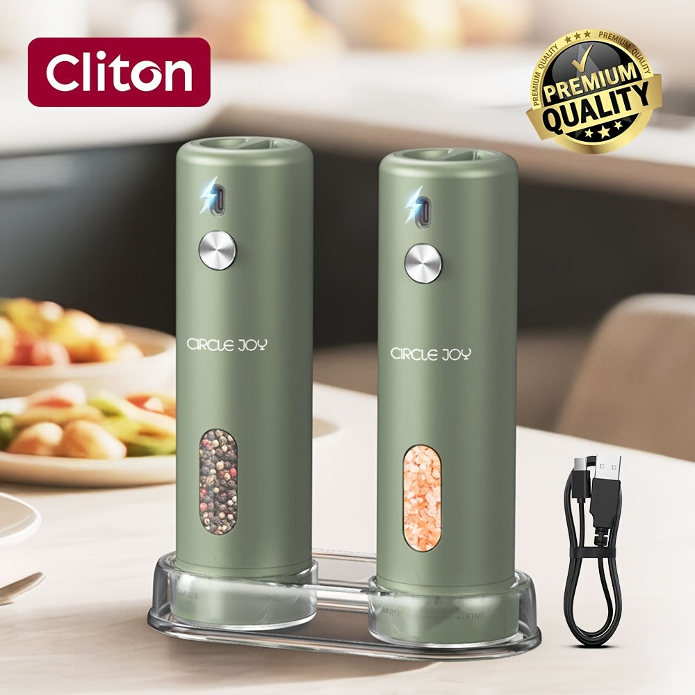 Moledor de Pimienta Eléctrico Recargable, Juego con Contenedor de 110ml, Grano Ajustable Externo, Luz LED Blanca y Operación con Una Mano para Cocina, BBQ y Regalos