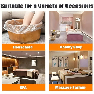 80 Bolsas de Plástico Resistentes para Baño de Pies - Transparente, Uso en Salón y Hogar - Cubiertas Desechables Higiénicas para Pedicura, Sin Necesidad de Electricidad - Accesorios para Spa, Hotel, Remojo de Pies, Diseño Transparente, Fácil Limpieza, Ma