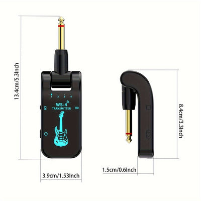 Sistema inalámbrico para guitarra de 2.4 GHz con batería recargable - Chip de alta calidad, 10 horas de duración, emparejamiento automático para guitarras eléctricas, bajos y más - Negro, transmisor inalámbrico para guitarra
