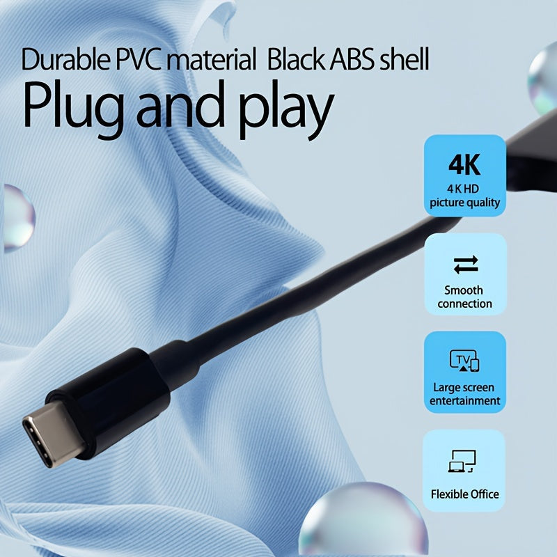 1pc Adaptador USB3.1 Tipo C de 4K 60HZ, compatible con proyector, PC, Macbook, portátil, tableta, Smartthings, alimentado por USB, voltaje de funcionamiento ≤36V