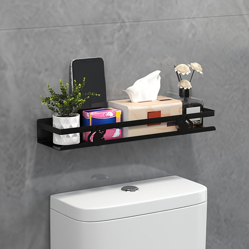 Estante de baño de hierro fundido, estante de almacenamiento de pared para inodoro, instalación fácil sin taladrar, organizador que ahorra espacio para pañuelos, champú, gel de ducha, accesorios de baño.