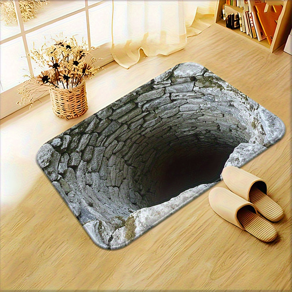 1pc de felpudo con diseño de ilusión óptica abismo infinito, ideal para baños, dormitorios, entradas de salón, camping y picnics | Diseño visual | Alfombrillas para hogar y baño