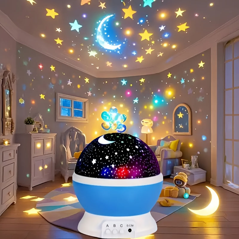 Lámpara proyectora de cielo estrellado con luna y estrellas YETHKE, 4.7", USB, rotación 360°, 9 colores, diseño espacial de plástico, ideal para decoración de dormitorio y sala, regalo perfecto para todas las edades, lámpara decorativa de dormitorio | Di