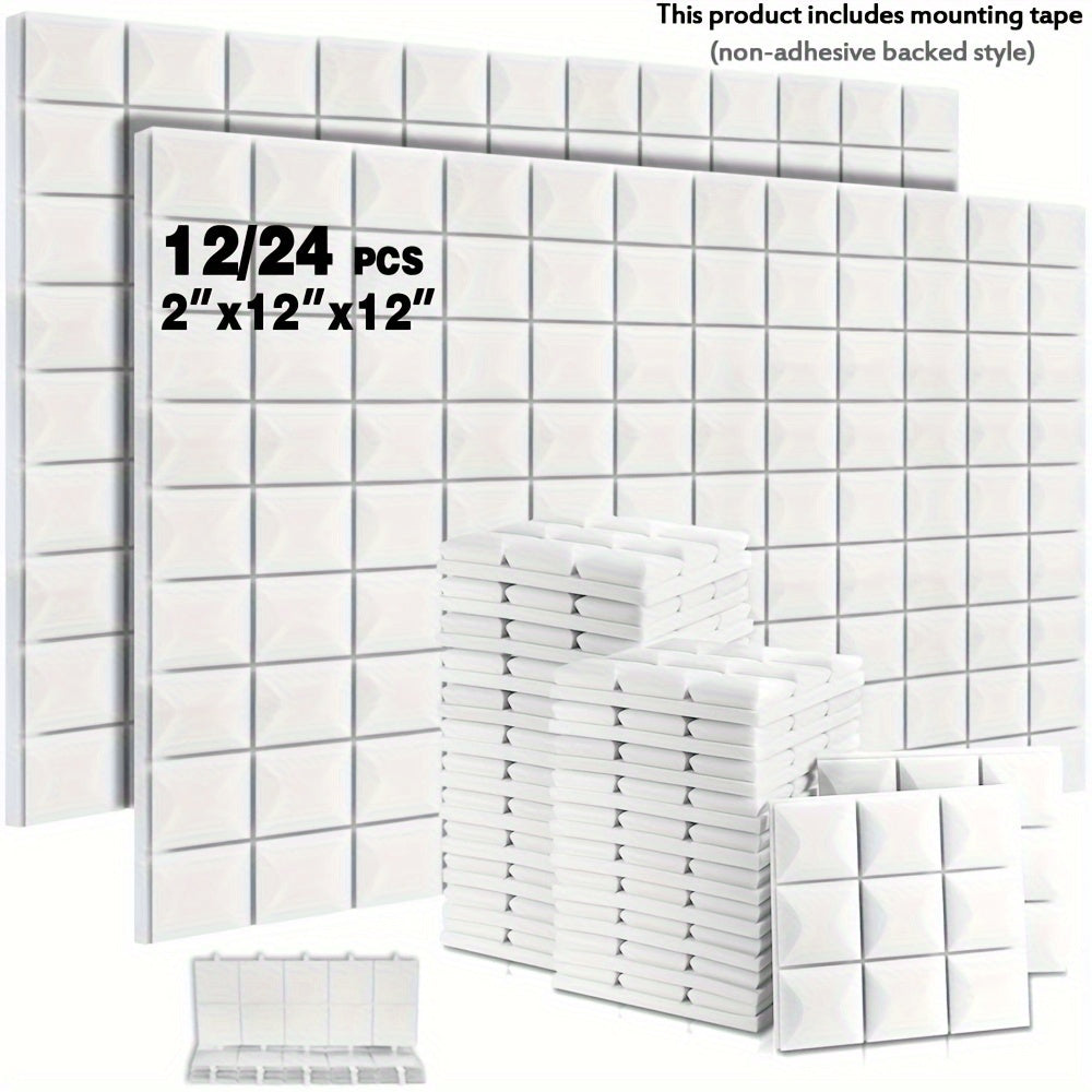Paneles de espuma acústica OLOBLB, 12/24 unidades, 12x12x2 pulgadas, material de esponja de hongo de alta densidad, tableros de absorción de sonido para paredes y puertas, no tóxico, retardante de llama, fácil instalación, para accesorios de equipo de gr