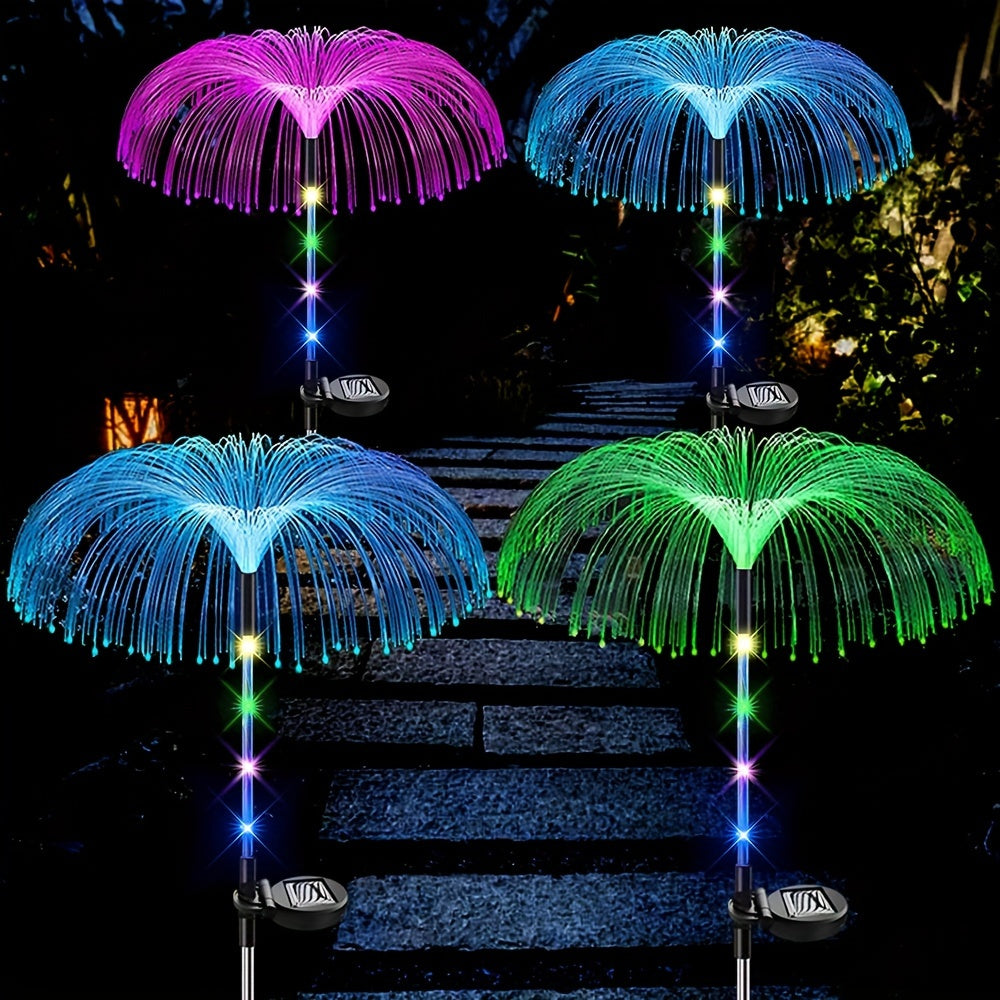 2 piezas Luces de flor solar para decoración de jardín al aire libre, 7 luces decorativas de estaca solar de cambio de color para camino de entrada patio césped fiesta boda decoración