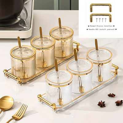 300ml Bandeja Creativa Nórdica 1 Bandeja 3 Tarros Altos 3 Tapas Color Té Retro con Tapa Bandeja Dividida para Snacks y Frutas Secas, Vajilla Elegante | Bandeja de Estilo Nórdico | Tarros de Vidrio Transparente, Bandeja de Té