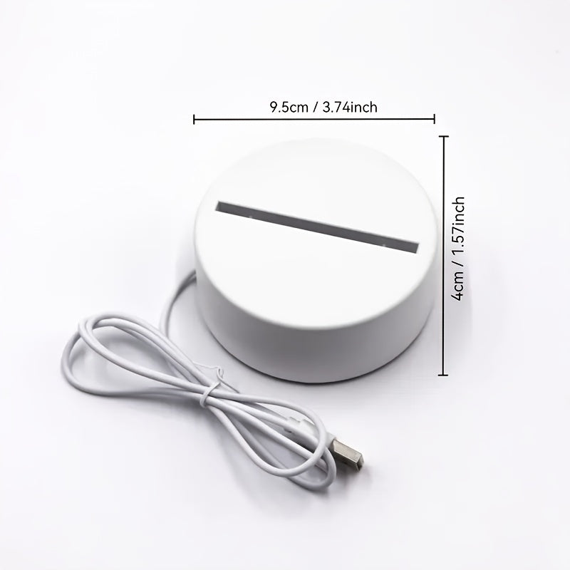 Base LED 3D Compacta para Arte en Vidrio - Alimentada por USB, Luz Blanca Cálida, Diseño Elegante en Negro, Luz Nocturna Ideal para Exhibiciones de Arte en Cristal y Vidrio en Dormitorio, Sala de Estar o Oficina (Pilas No Incluidas)