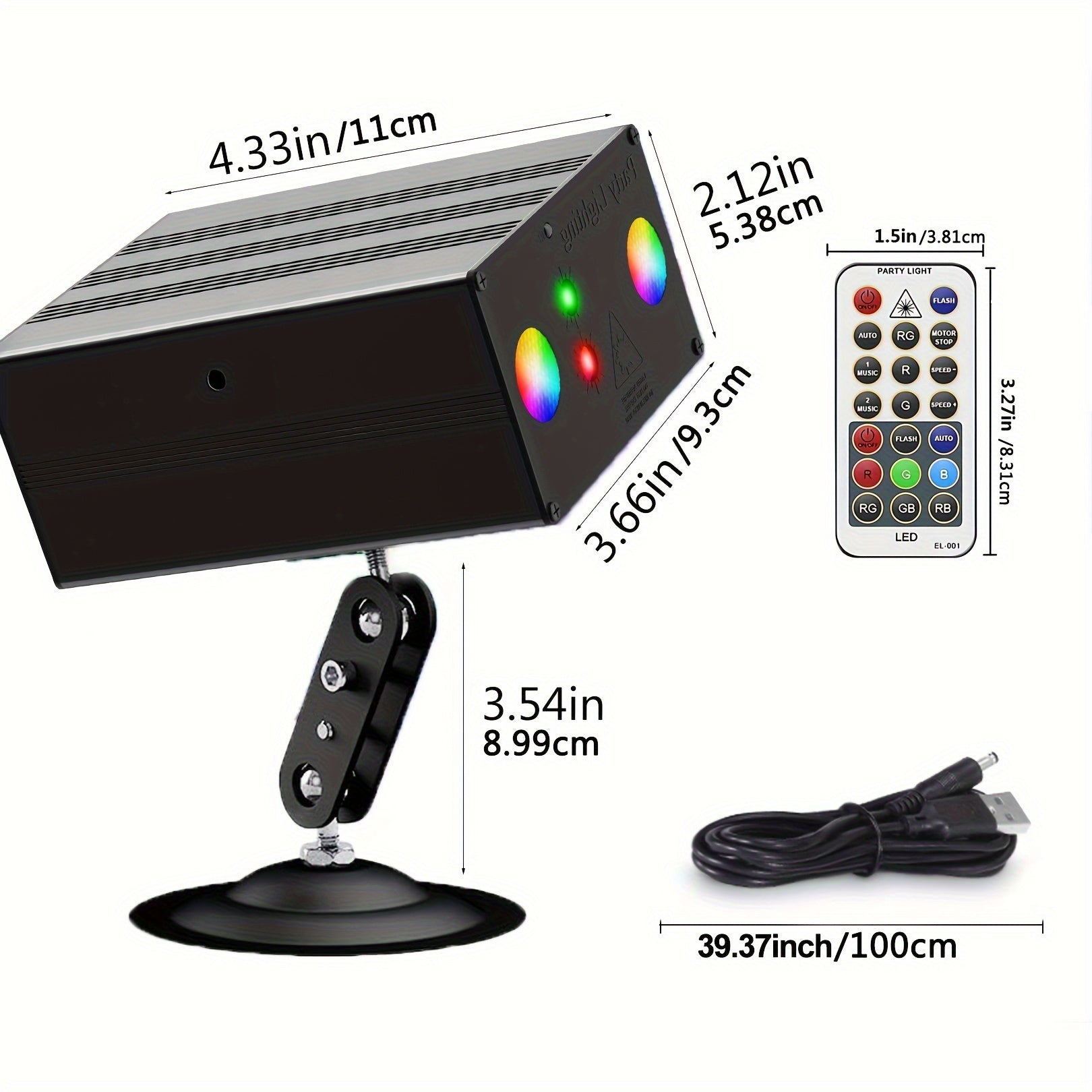 MSLITELY Square Double LED Party Laser Light - Vibrantes haces de colores, alimentación USB, batería no recargable, uso en interiores, iluminación de entretenimiento | Luz láser de colores | Calidad de construcción duradera, luces de fiesta