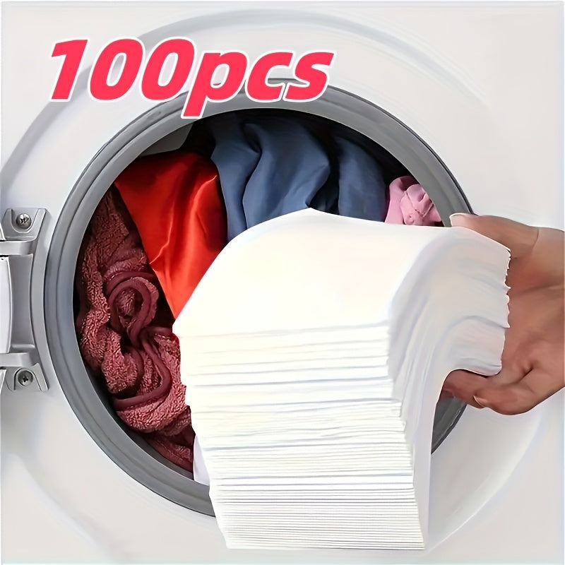 100 hojas atrapacolor para lavadora, evita que la ropa destiña y atrapa los tintes, mantiene la ropa limpia y reduce el sangrado de color, uso en lavadoras de alta eficiencia
