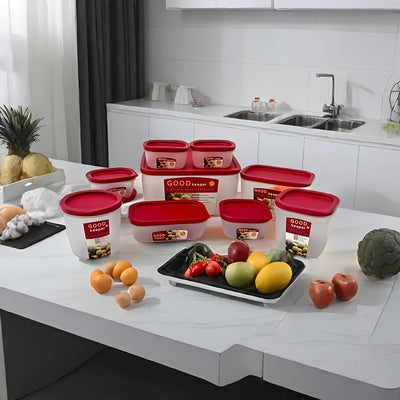 Juego de 10 Recipientes para Almacenar Comida. Ideales para Preparación de Comidas y Residuos, Caja de Conservación para Nevera. A Prueba de Fugas, Seguros en Microondas y Lavavajillas