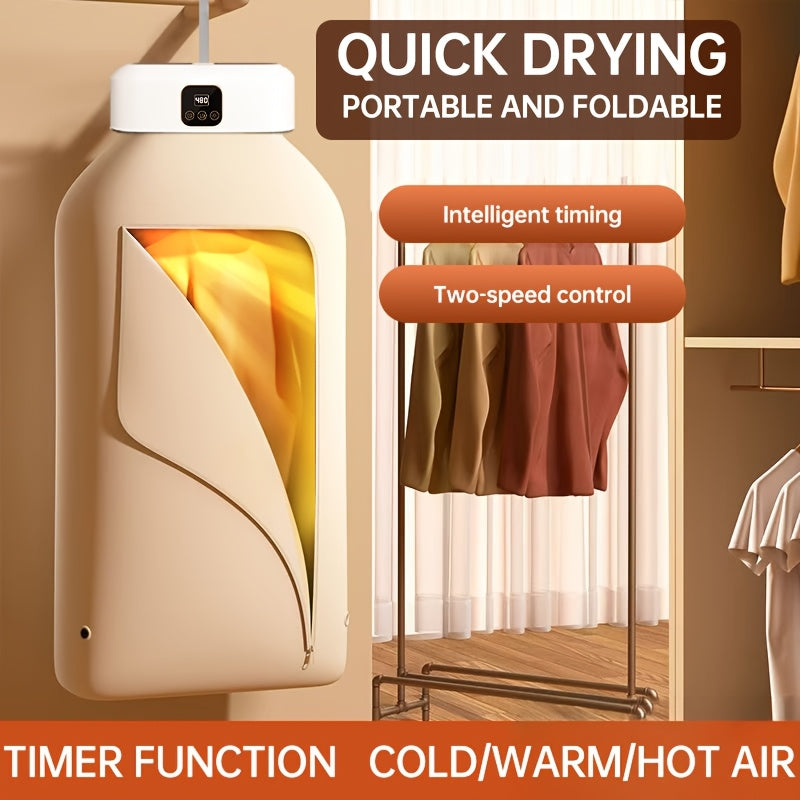 Secadora Portátil Compacta JKUOO de 1 pieza con Función de Temporizador - Secado Rápido para Prendas Delicadas, Ropa Interior y Más - Ideal para Apartamentos, Dormitorios, Vehículos Recreativos - Diseño Plegable Fácil de Usar con Bolsas de Secado, Enchuf