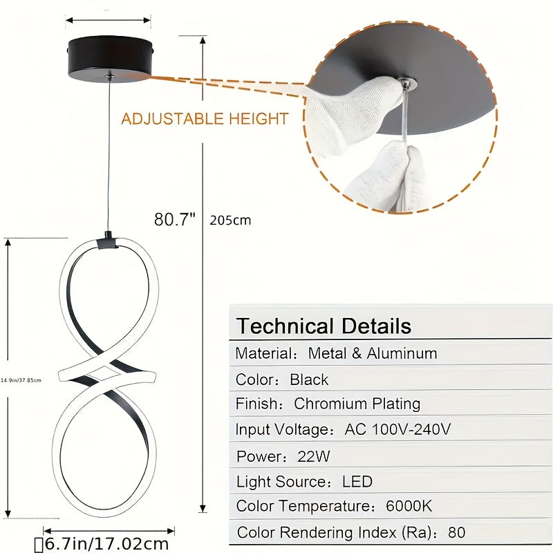 Lámpara colgante LED decorativa de metal, estilo minimalista con diseño creativo, ideal para decoración comercial en salas, habitaciones, cocinas, pasillos, escaleras, hoteles y restaurantes