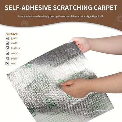 Alfombrilla Rascadora para Gatos Extra Larga 78.7"x15.8" - Duradera, Lavable y Antideslizante de Poliéster para Árboles y Postes de Gatos, Protector Ideal para Sofá - A rayas/Sólido Gris, Fácil de Recortar y Aplicar Autoadhesiva, Protector de Sofá para G
