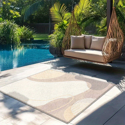 Alfombra de Terciopelo/853g/m² para Jardín, Sala de Juegos o Interior - Diseño Antideslizante y Ultra Suave en Crema Francesa, Lavable a Máquina, Ligera y Duradera, Decoración Contemporánea para Exteriores e Interiores, Accesorio para Mobiliario de Patio