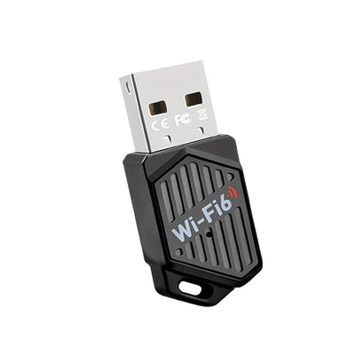 Adaptador sin varillas WiFi 6 Dual-Band 900Mbps (2.4Ghz/5.8Ghz), WiFi 6/802.11ax, Plug and Play para Windows 7/8/10/11, Tarjeta de Red Inalámbrica Rápida para Laptop y PC, Diseño Moderno, Sin Controladores Necesarios, Alimentado por USB