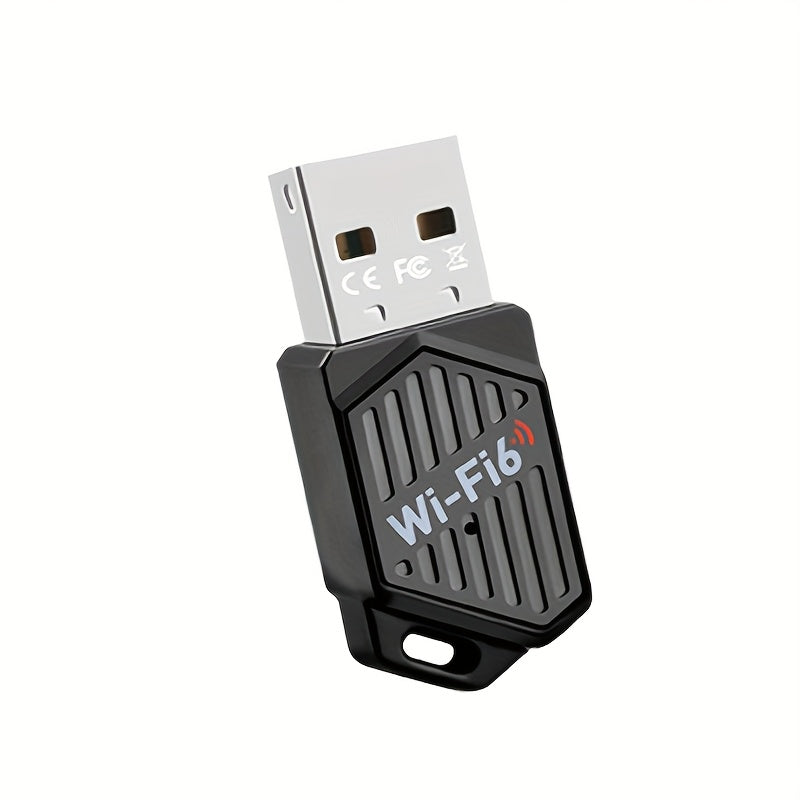 Adaptador sin varillas WiFi 6 Dual-Band 900Mbps (2.4Ghz/5.8Ghz), WiFi 6/802.11ax, Plug and Play para Windows 7/8/10/11, Tarjeta de Red Inalámbrica Rápida para Laptop y PC, Diseño Moderno, Sin Controladores Necesarios, Alimentado por USB
