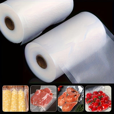 2 rollos de bolsas de sellado al vacío Agashe, 5 m de longitud, 7 tamaños disponibles, sin BPA, duraderas y resistentes al desgarro, para almacenamiento de alimentos y cocción a baja temperatura, artículos esenciales de cocina para el hogar