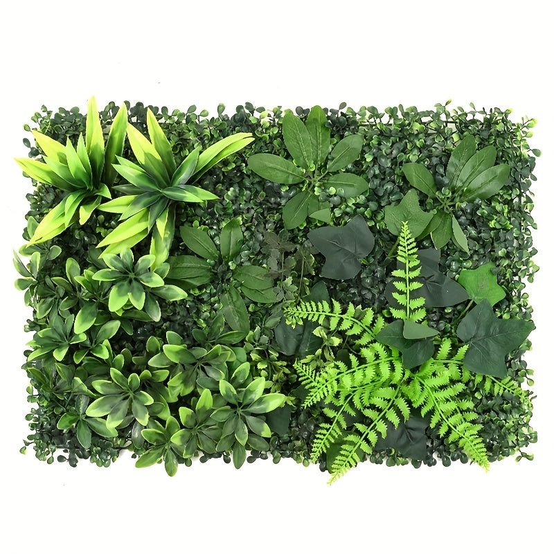 Panel de Pared de Planta Verde Artificial de 40.01x59.99 cm - Hojas Colgantes de Plástico Realistas para Boda Interior/Exterior y Decoración del Hogar - Decoración Todo el Año sin Mantenimiento, Adorno Exterior | Aspecto Natural