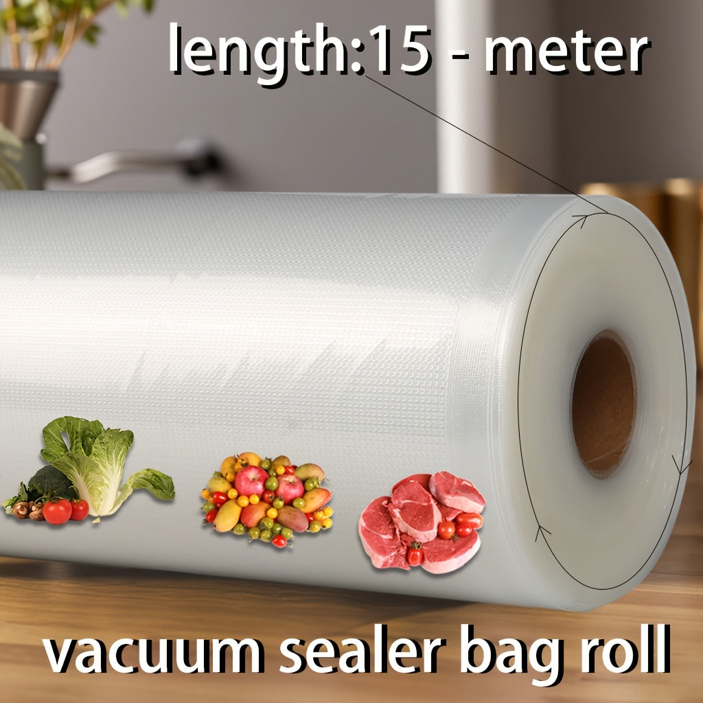 AGASHE 15m Bolsa de sellador de vacío - Bolsas de almacenamiento de alimentos reutilizables PE+PA, 4 tamaños para productos frescos, carne y snacks | Mantén el refrigerador organizado y previene los olores | Ideal para uso en casa y cocina, bolsas de sel