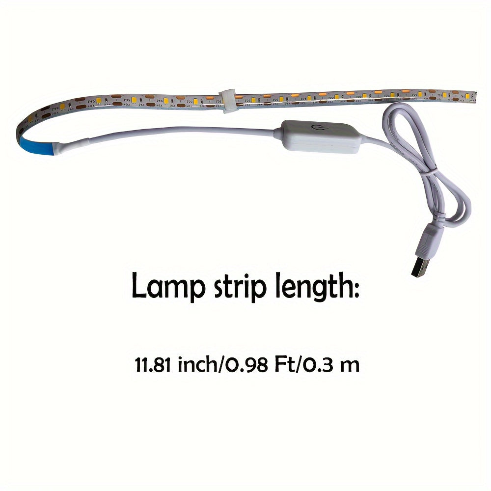 Tira de luces LED regulable para máquina de coser, 29.87 cm, luz flexible con USB y regulador táctil, para iluminación bajo gabinete, manualidades y celebraciones, montaje adhesivo, acabado metálico, pantalla de resina - 1 unidad