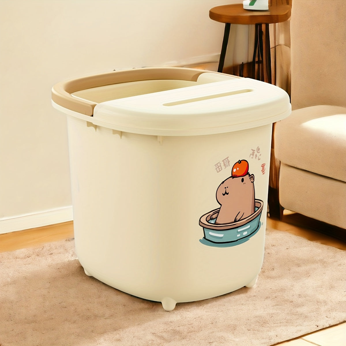 1 pieza, baño de pies con diseño de ardilla, sin olor, color amarillo de leche, funcionamiento manual, no requiere batería, adecuado para autocaravanas y accesorios, combinación perfecta con duchas de autocaravanas, artefactos para ver dramas