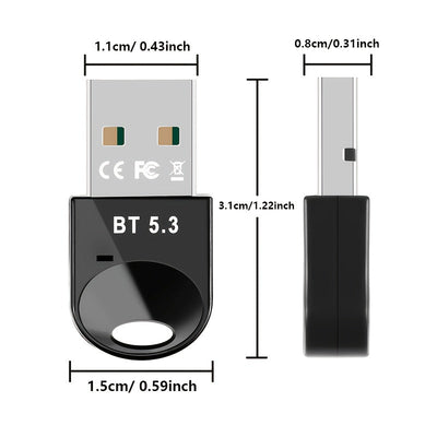 Adaptador de Red sin varillas USB 5.3 - Plug & Play para Windows 11/10/8.1, Compatible con 5.2/5.1/5.0/4.2/4.1/4.0, Controlado por Aplicación para PC, Auriculares, Teclado y Ratón Inalámbricos, Configuración para Oficina en Casa, Estilo Minimalista, Cons