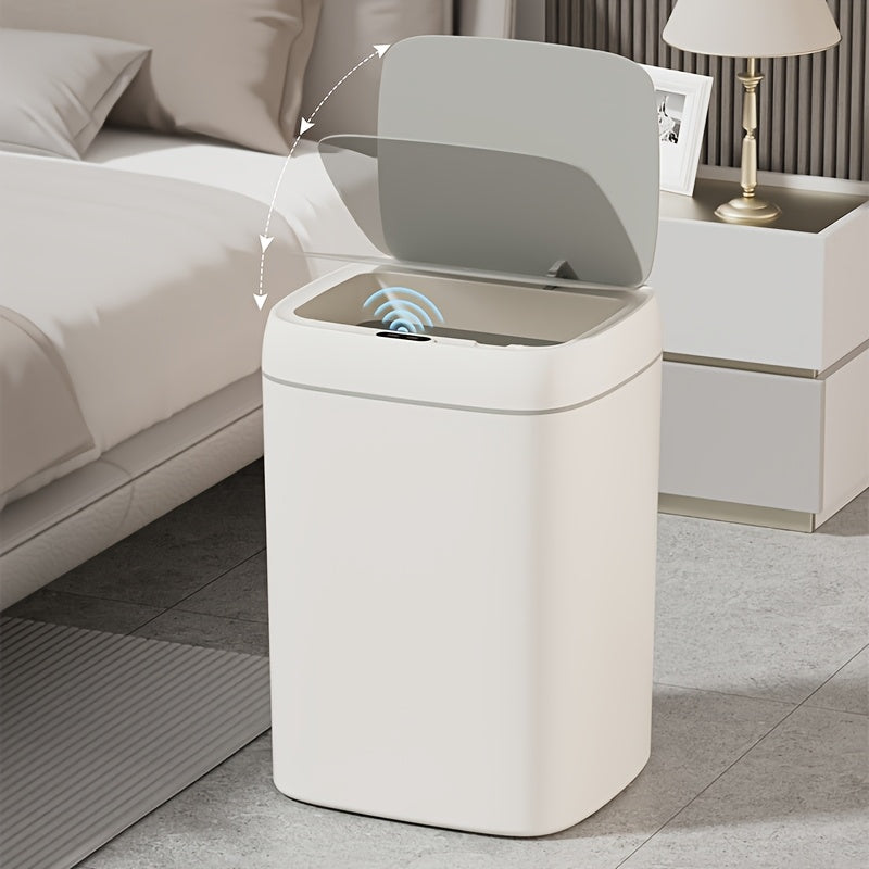 1pc Bote de basura con tapa con sensor de movimiento alimentado por batería - Cierre silencioso, resistente a los olores, cubo de basura activado por deportes para hogar y oficina - Ideal para decoraciones de Acción de Gracias, Halloween, Navidad (funcio