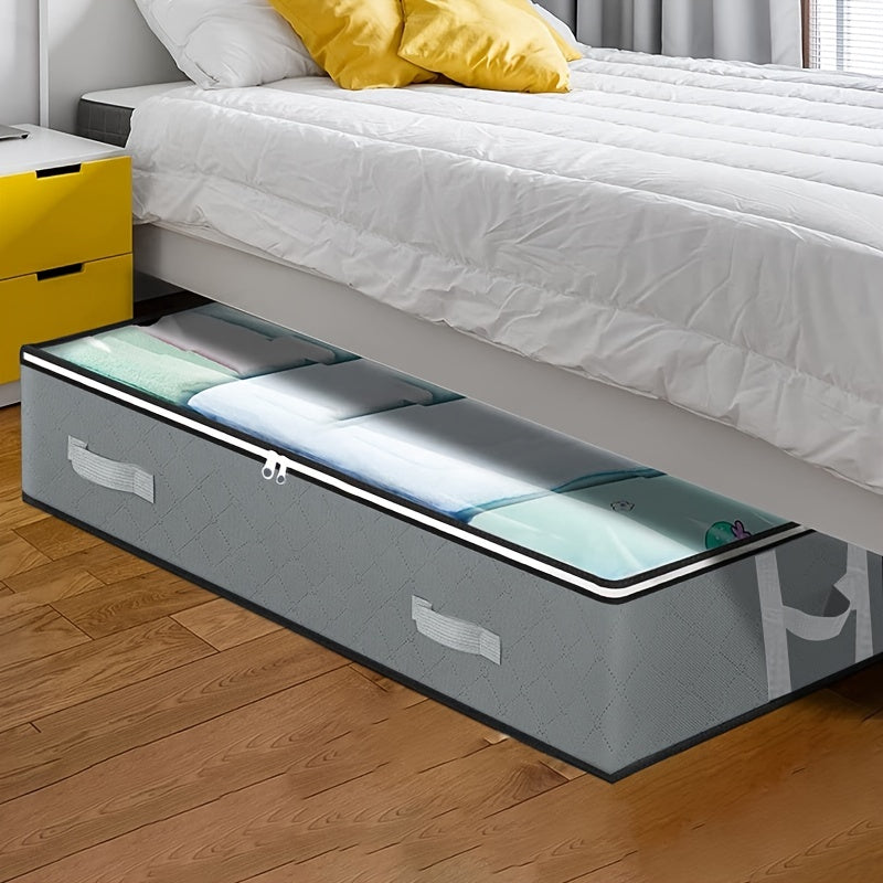 Caja de almacenamiento para debajo de la cama con tapa abatible - Organizador de tela no tejida resistente para cobijas, ropa y ropa de cama | Contenedor multiusos ahorrador de espacio, diseño contemporáneo, organizadores y almacenamiento para dormitorio