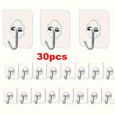 30 ganchos adhesivos transparentes sin marcar, sin clavos ni daños, para cuadros y azulejos, fijación fuerte, compatibles con múltiples superficies