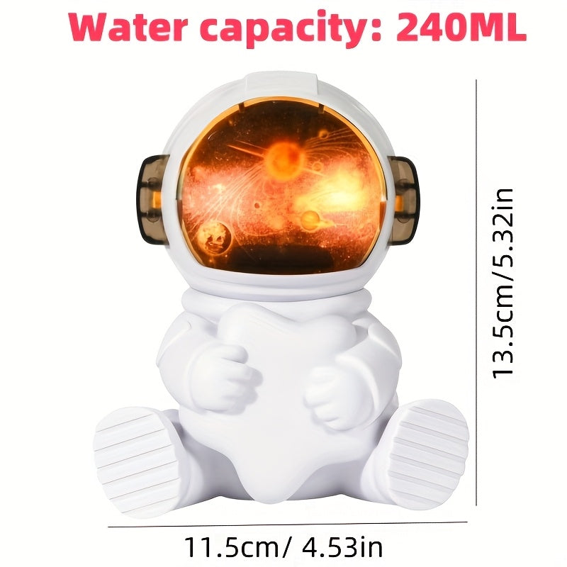 Humidificador portátil mini con diseño de astronauta LED, cara iluminada, alimentación por USB, silencioso y eficiente, capacidad de 8.12 oz, niebla fría para dormitorio, oficina, auto y viajes, humidificador moderno, humidificador ultrasónico
