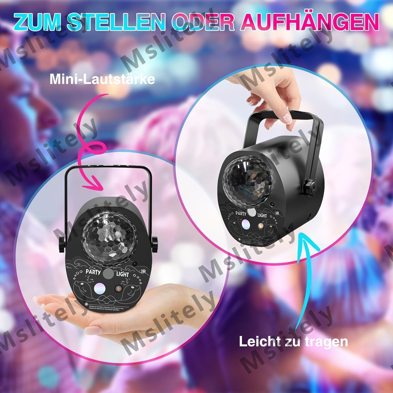 Luz LED Disco Ball 3 en 1 con cable USB de 3 metros, prisma giratorio de colores y control remoto - Decoración de fiesta portátil para hogar, club, eventos, iluminación de eventos, iluminación vibrante, construcción duradera