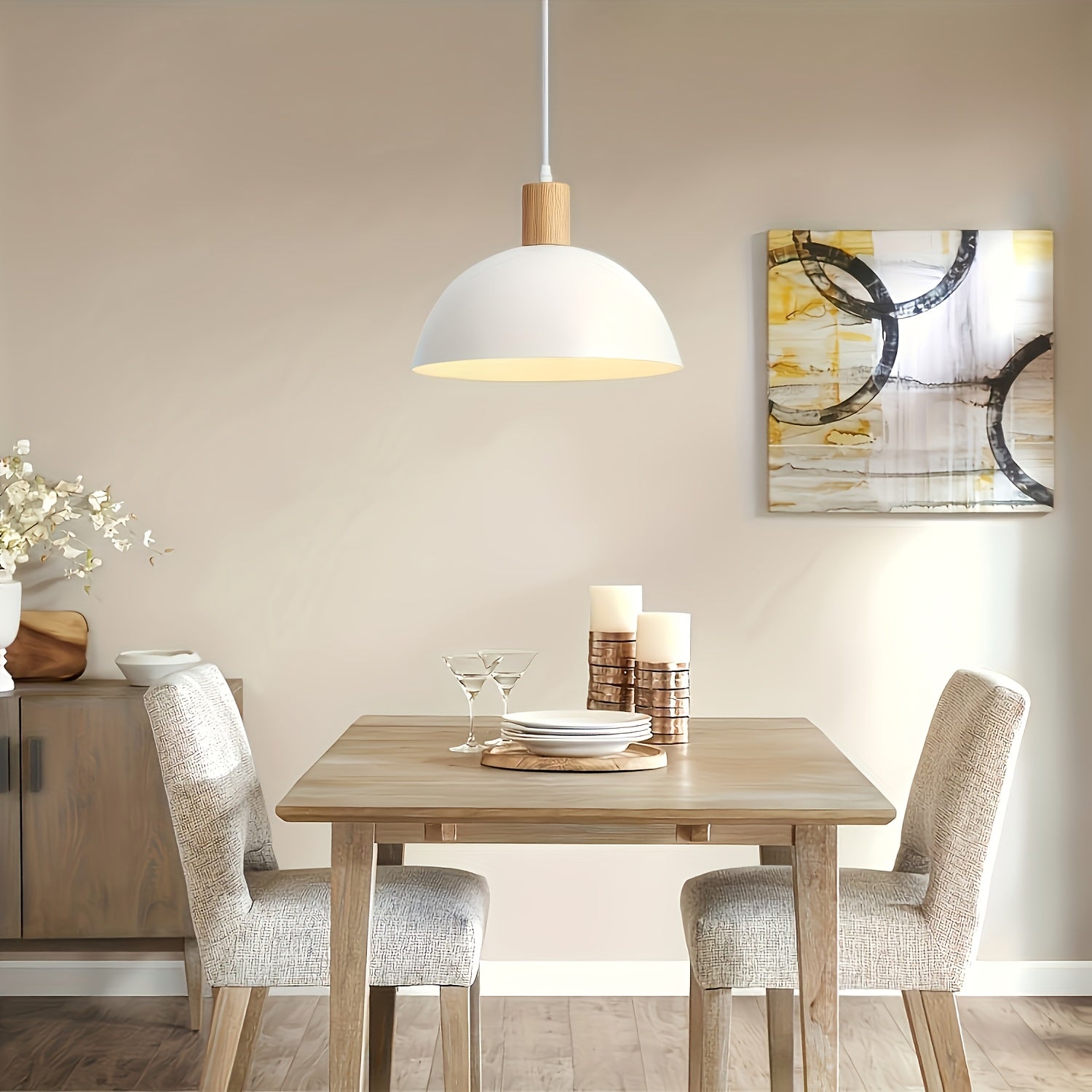 1pc Lámpara Colgante Ajustable Moderna Retro Blanca - Montaje Semi-Rasante de Metal Pulido para Isla de Cocina, Comedor Rústico y Decoración del Hogar (Sin Bombilla Incluida), Iluminación Contemporánea, Construcción Metálica, Diseño Vintage, Estructura R