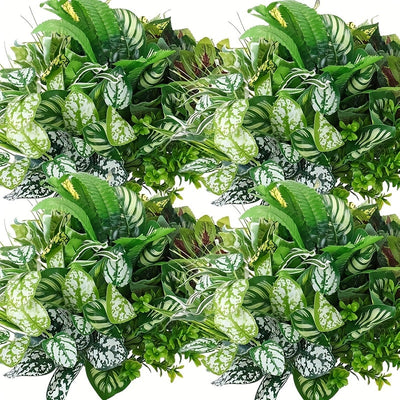 24 plantas artificiales de primavera, decoración para jardín exterior, plantas falsas anti-UV, resistentes, verdes y de plástico, ideales para bodas y diversos eventos