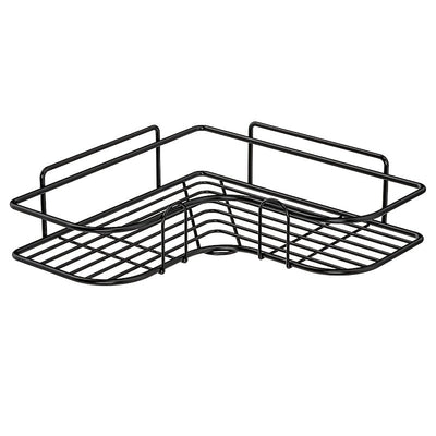 1 pieza, estante de ducha de esquina de acero inoxidable negro resistente a la herrumbre, soporte de almacenamiento de baño montado en la pared para champú, acondicionador, jabón corporal y cosméticos - No se necesita taladrar, acabado pulido, organizado