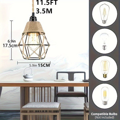 3.51 metros Lámpara Colgante Industrial con Interruptor de Encendido/Apagado - Luz para Isla de Cocina, Dormitorio y Sala de Estar