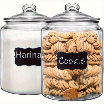 1 Paquete/2 Paquetes, Jarras de Galletas y Jarras de Dulces, Jarras de Vidrio de 5,68 L con Tapas Sellables, Jarras de Vidrio de Cocina de Alta Resistencia para Harina, Azúcar, Arroz, Pasta, Frijoles, Almacenamiento de Lencería