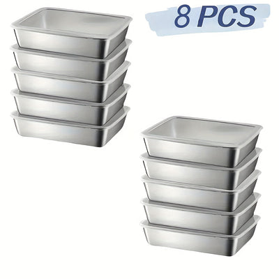 6pcs/8pcs Contenedores Herméticos de Acero Inoxidable para Alimentos | Apto para Congelador | Juego Apilable para Ensaladas y Frutas
