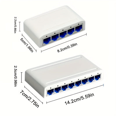 Conmutador de red Ethernet Gigabit de 5 puertos / 8 puertos, 5/8 puertos Gigabit, admite red de 10/100/1000 Mbps, plug-and-play, fácil de transportar e instalar, divisor de red Gigabit, centro de red, conmutador de red doméstica pequeña, adaptador de red
