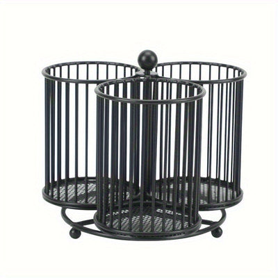 1pc Organizador Giratorio de Utensilios con 3/4 Compartimentos - Jaula de Hierro Resistente para Encimeras, Diseño Vertical Ahorrador de Espacio para Cocina, Gabinetes y Estantes